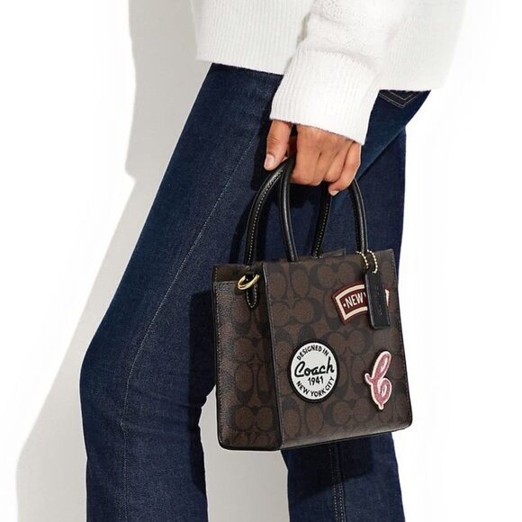 COACH Mini Cally Crossbody In Signature Canvas With Ski Patches - Picture 2 of 10